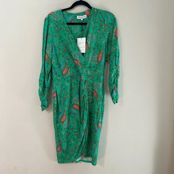 Hale Bob woman’s V neck Green Paisley mini Dress - Picture 3 of 10